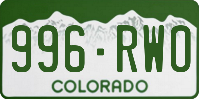 CO license plate 996RWO