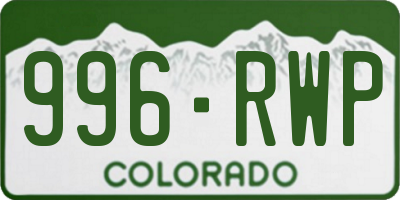 CO license plate 996RWP