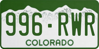 CO license plate 996RWR