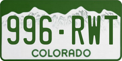 CO license plate 996RWT