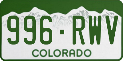 CO license plate 996RWV