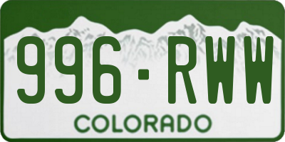 CO license plate 996RWW