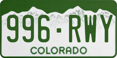 CO license plate 996RWY