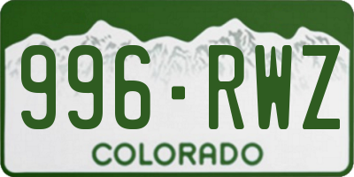 CO license plate 996RWZ