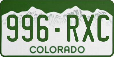 CO license plate 996RXC