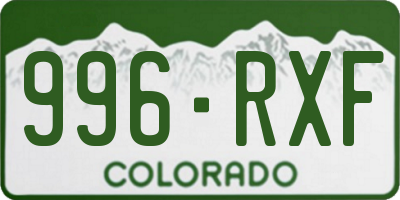 CO license plate 996RXF