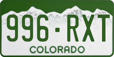 CO license plate 996RXT