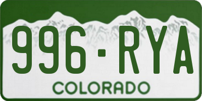 CO license plate 996RYA