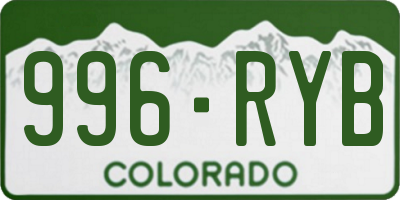 CO license plate 996RYB