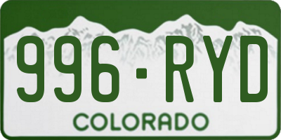 CO license plate 996RYD