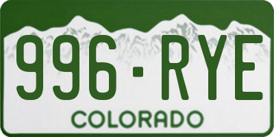 CO license plate 996RYE