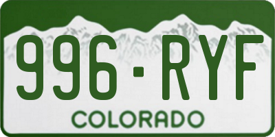 CO license plate 996RYF