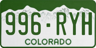 CO license plate 996RYH