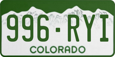 CO license plate 996RYI