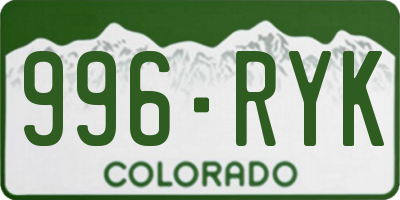 CO license plate 996RYK