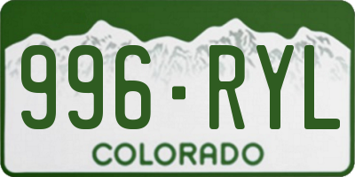 CO license plate 996RYL