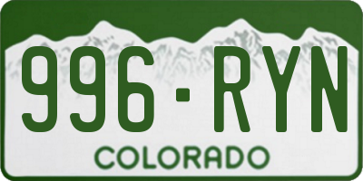 CO license plate 996RYN