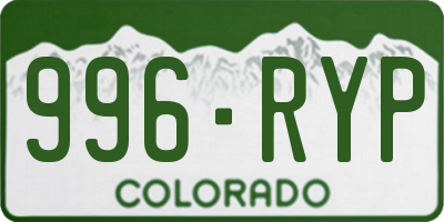CO license plate 996RYP