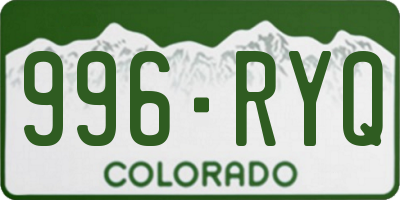 CO license plate 996RYQ