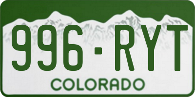CO license plate 996RYT