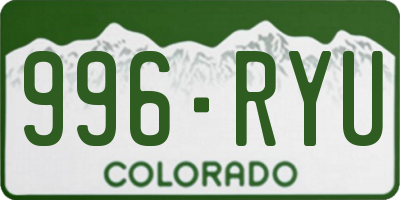 CO license plate 996RYU