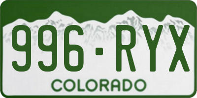 CO license plate 996RYX