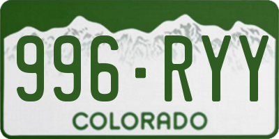CO license plate 996RYY