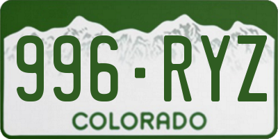 CO license plate 996RYZ