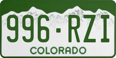 CO license plate 996RZI