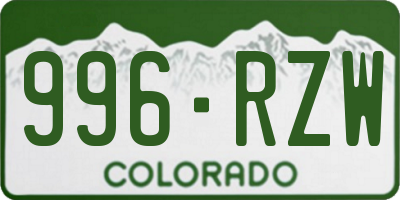 CO license plate 996RZW