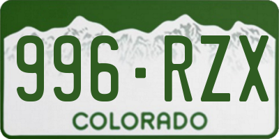 CO license plate 996RZX