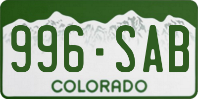CO license plate 996SAB