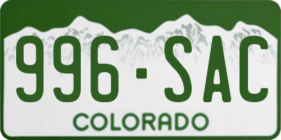 CO license plate 996SAC