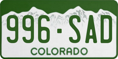 CO license plate 996SAD
