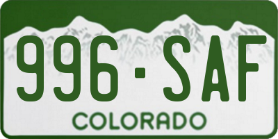 CO license plate 996SAF