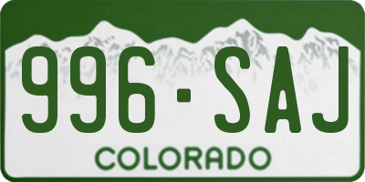 CO license plate 996SAJ