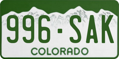 CO license plate 996SAK