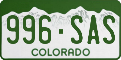 CO license plate 996SAS