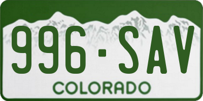 CO license plate 996SAV