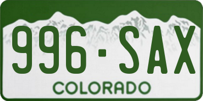 CO license plate 996SAX