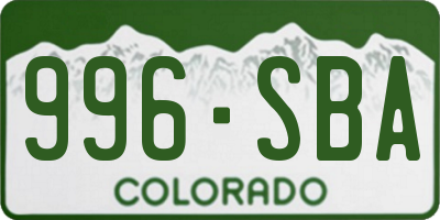 CO license plate 996SBA