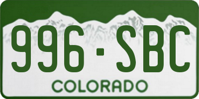 CO license plate 996SBC
