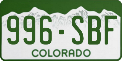 CO license plate 996SBF