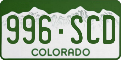 CO license plate 996SCD