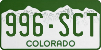 CO license plate 996SCT