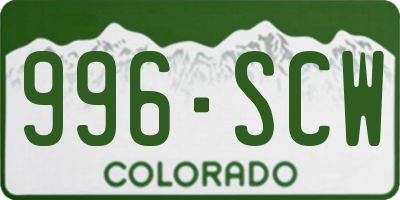 CO license plate 996SCW