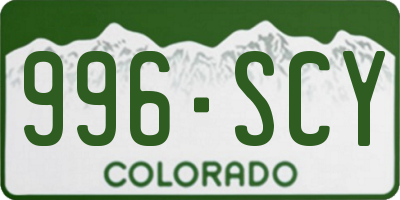 CO license plate 996SCY