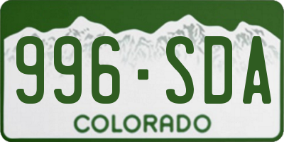 CO license plate 996SDA