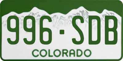 CO license plate 996SDB