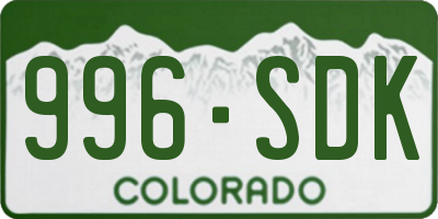 CO license plate 996SDK